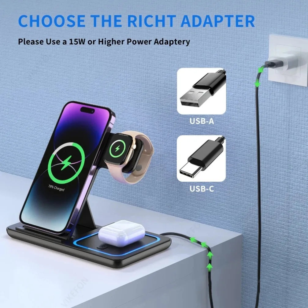3-in-1 Wireless Charging Station (15W)