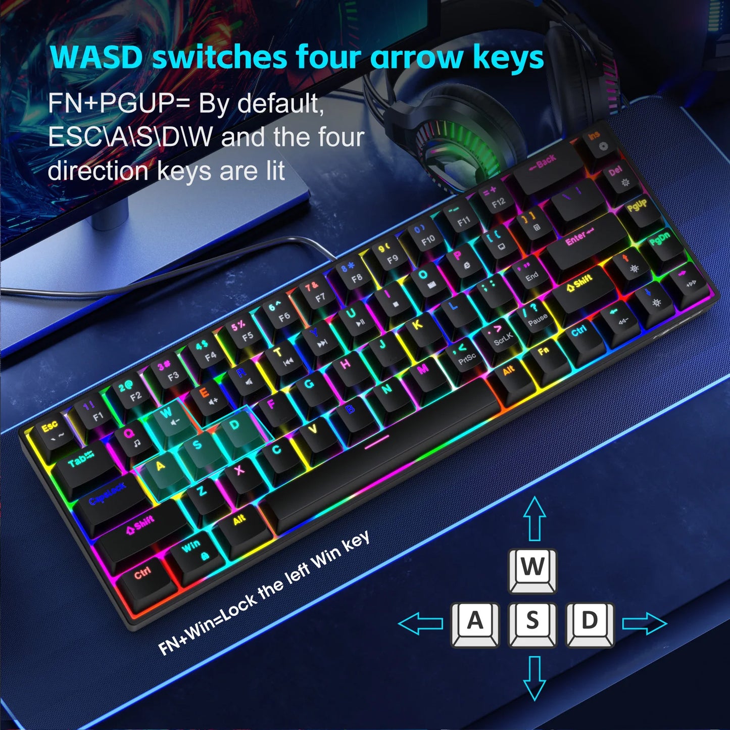 68-Key RGB Mechanical Keyboard